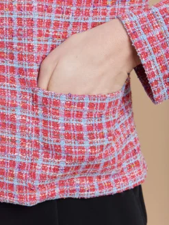 Red Cotton Tweed Checked Illy Jacket<agnès b. Cheap