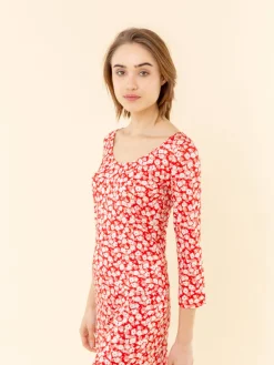 Red Floral Print Bandol T-shirt<agnès b. Best Sale