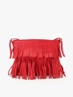 Red Lamb Leather Carmen Bag With Fringes<agnès b. Flash Sale