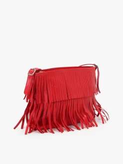 Red Lamb Leather Carmen Bag With Fringes<agnès b. Flash Sale