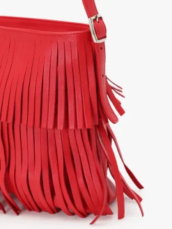 Red Lamb Leather Carmen Bag With Fringes<agnès b. Flash Sale