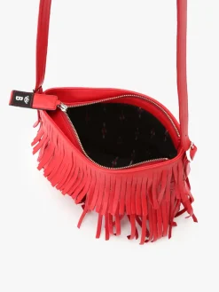 Red Lamb Leather Carmen Bag With Fringes<agnès b. Flash Sale
