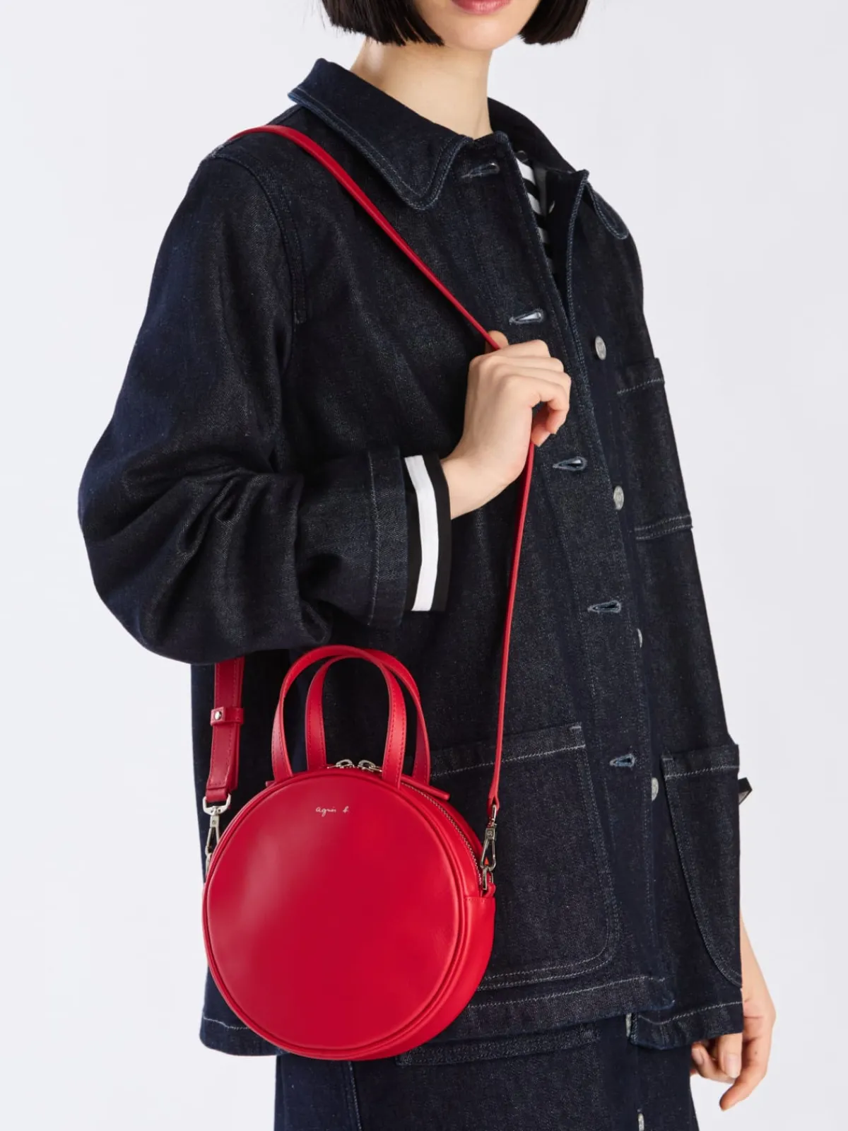 Red Round Leather Bag<agnès b. Cheap