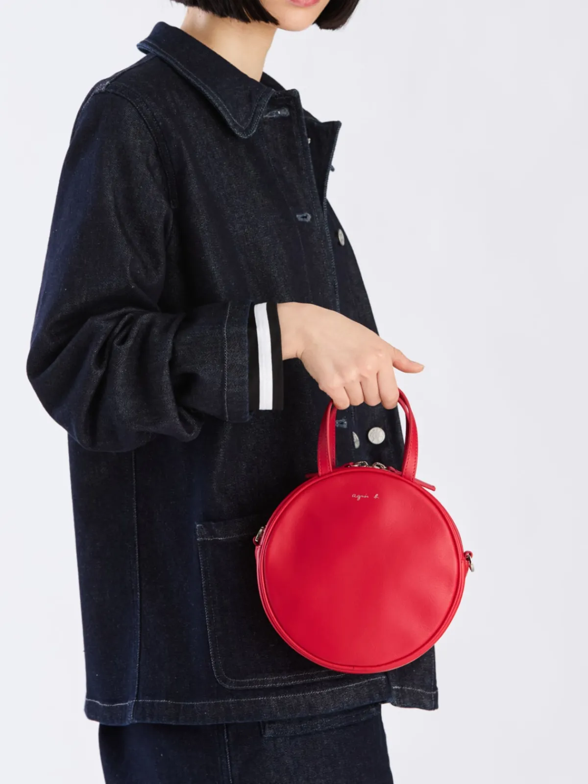 Red Round Leather Bag<agnès b. Cheap