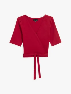 Red Wrap-over Zenith Cotton Top<agnès b. Cheap