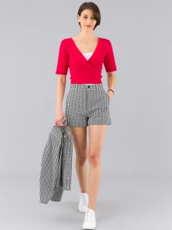 Red Wrap-over Zenith Cotton Top<agnès b. Cheap