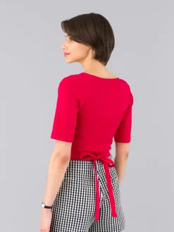 Red Wrap-over Zenith Cotton Top<agnès b. Cheap