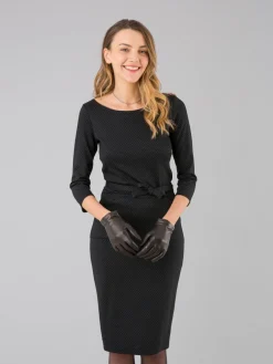 Vitti Black Dress With 3/4-length Sleeves And White Stitching<agnès b. Cheap