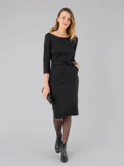 Vitti Black Dress With 3/4-length Sleeves And White Stitching<agnès b. Cheap
