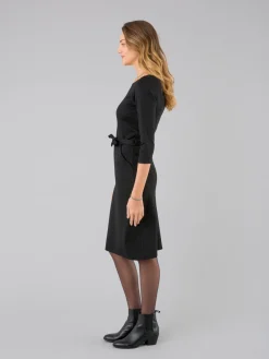 Vitti Black Dress With 3/4-length Sleeves And White Stitching<agnès b. Cheap