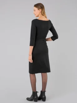 Vitti Black Dress With 3/4-length Sleeves And White Stitching<agnès b. Cheap