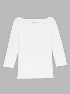 White 3/4 Sleeve Cotton Léopard T-shirt<agnès b. Hot
