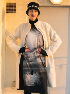 White Boiled Wool Manaus Coat<agnès b. Flash Sale