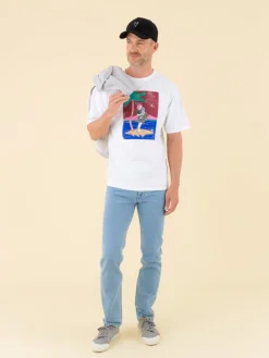 White Chris T-shirt With Artist Faile<agnès b. Flash Sale