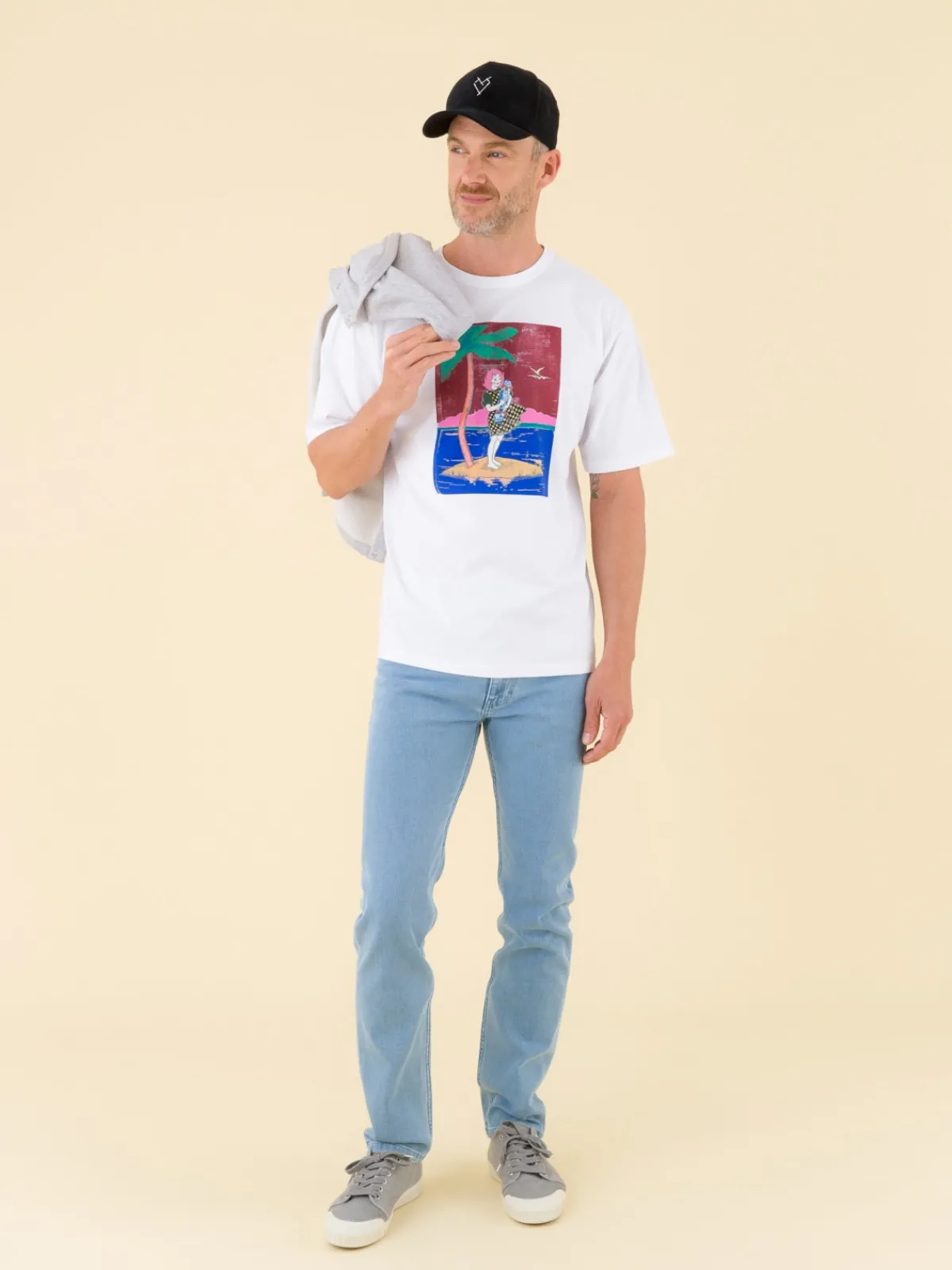 White Chris T-shirt With Artist Faile<agnès b. Flash Sale