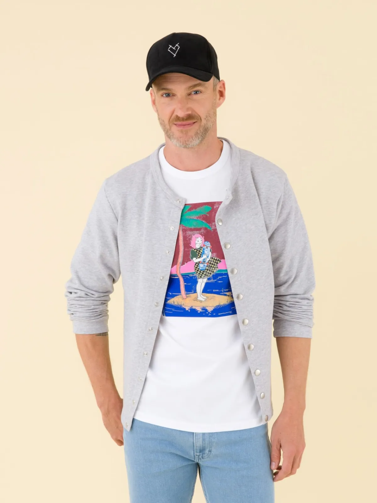 White Chris T-shirt With Artist Faile<agnès b. Flash Sale
