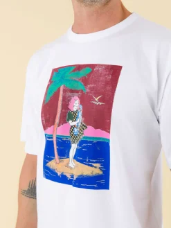 White Chris T-shirt With Artist Faile<agnès b. Flash Sale