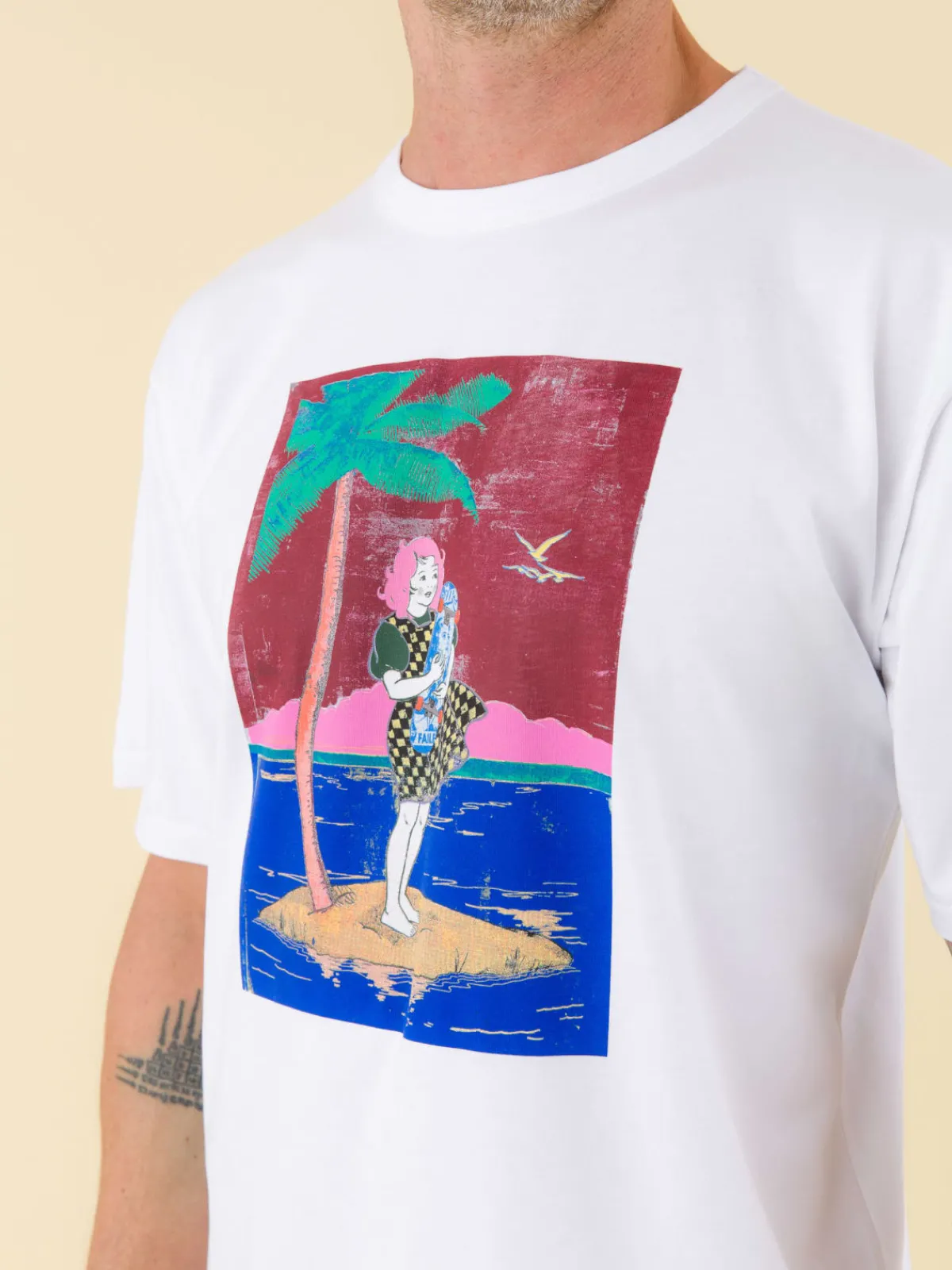 White Chris T-shirt With Artist Faile<agnès b. Flash Sale