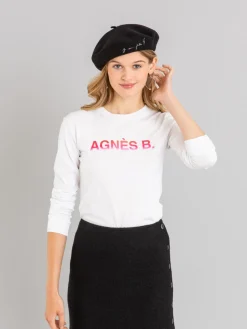 White Christie T-shirt With "" Embroidery<agnès b. Cheap