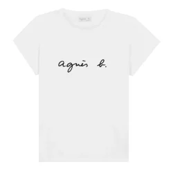 White Cotton Brando "" Logo T-shirt<agnès b. New