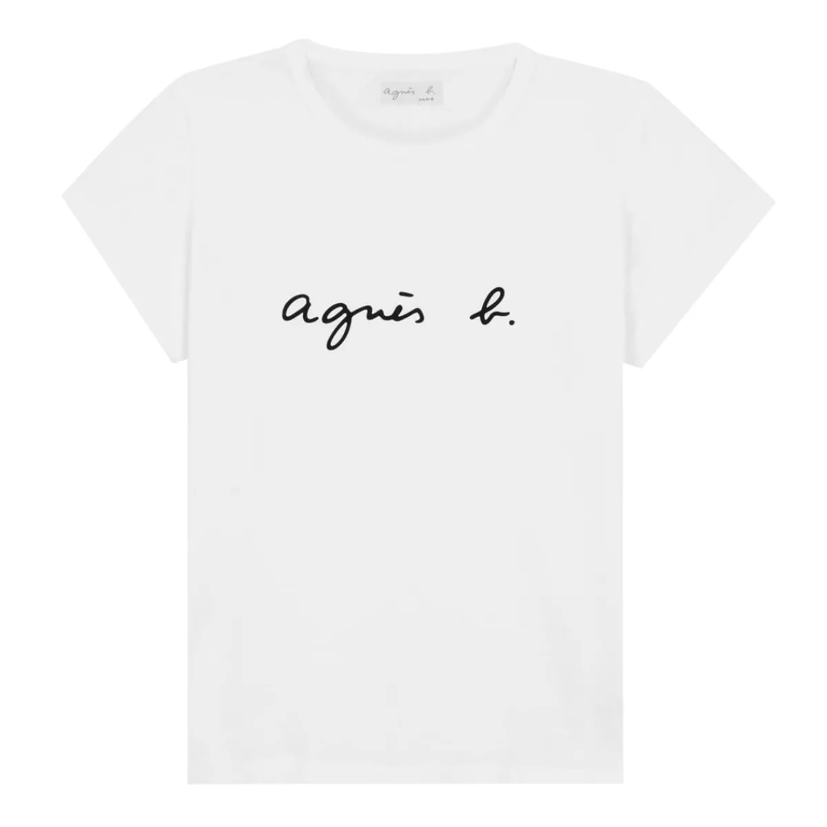 White Cotton Brando "" Logo T-shirt<agnès b. New