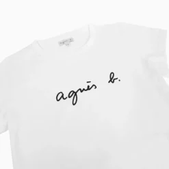 White Cotton Brando "" Logo T-shirt<agnès b. New