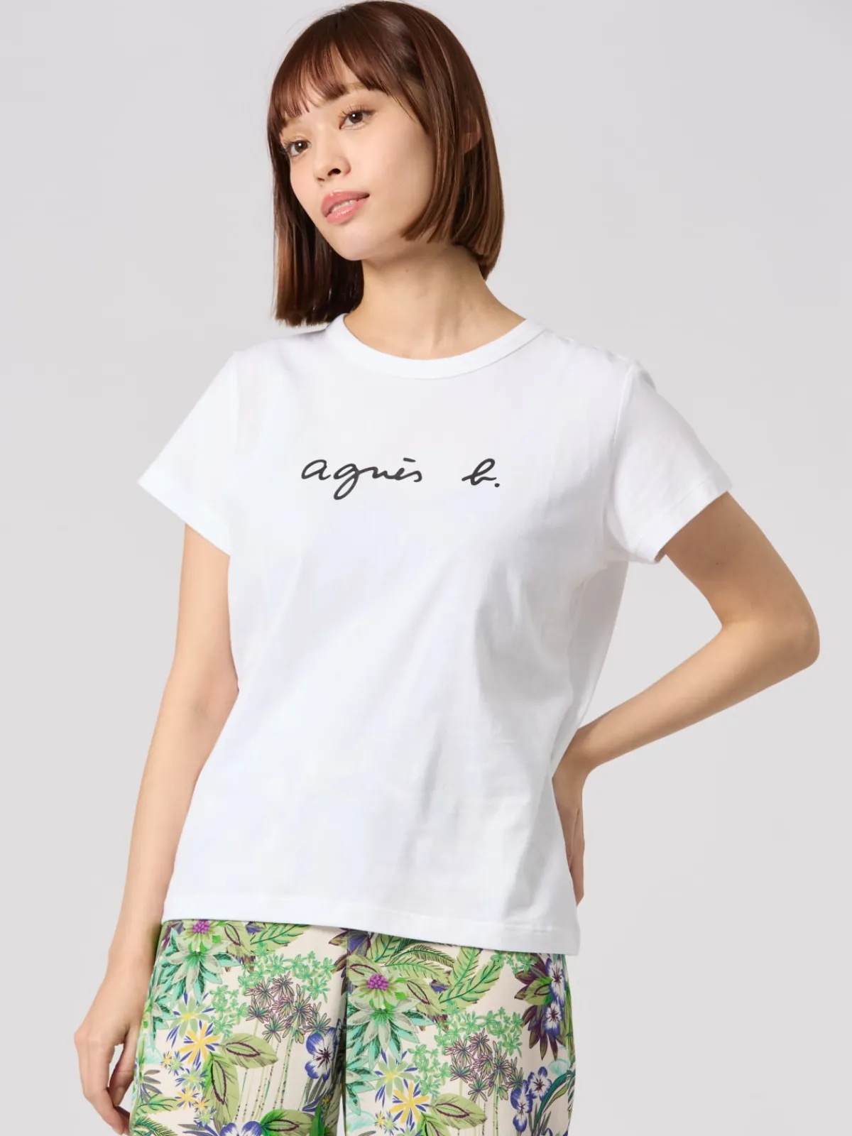 White Cotton Brando "" Logo T-shirt<agnès b. New