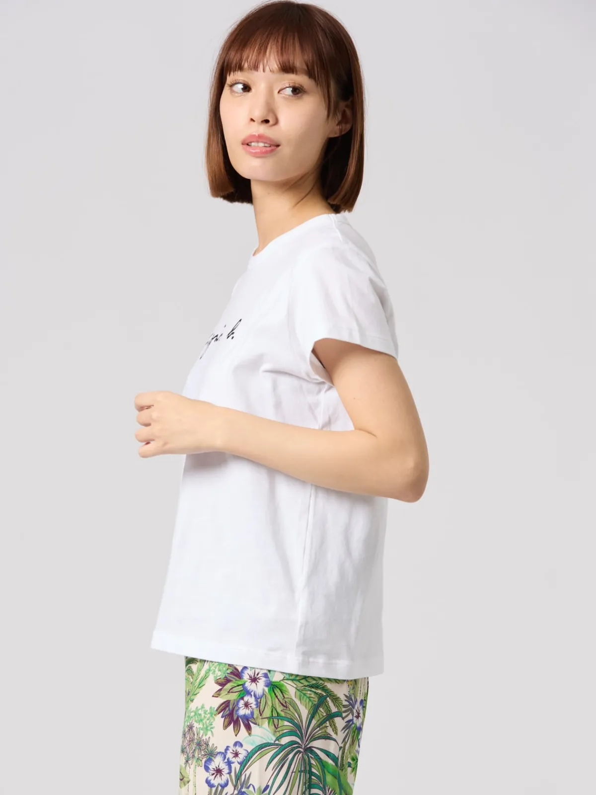 White Cotton Brando "" Logo T-shirt<agnès b. New