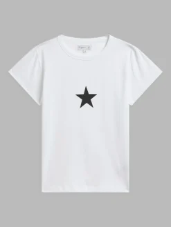 White Cotton Brando Star T-shirt<agnès b. New