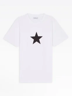 White Cotton Coulos Star T-shirt<agnès b. Shop