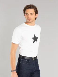 White Cotton Coulos Star T-shirt<agnès b. Shop