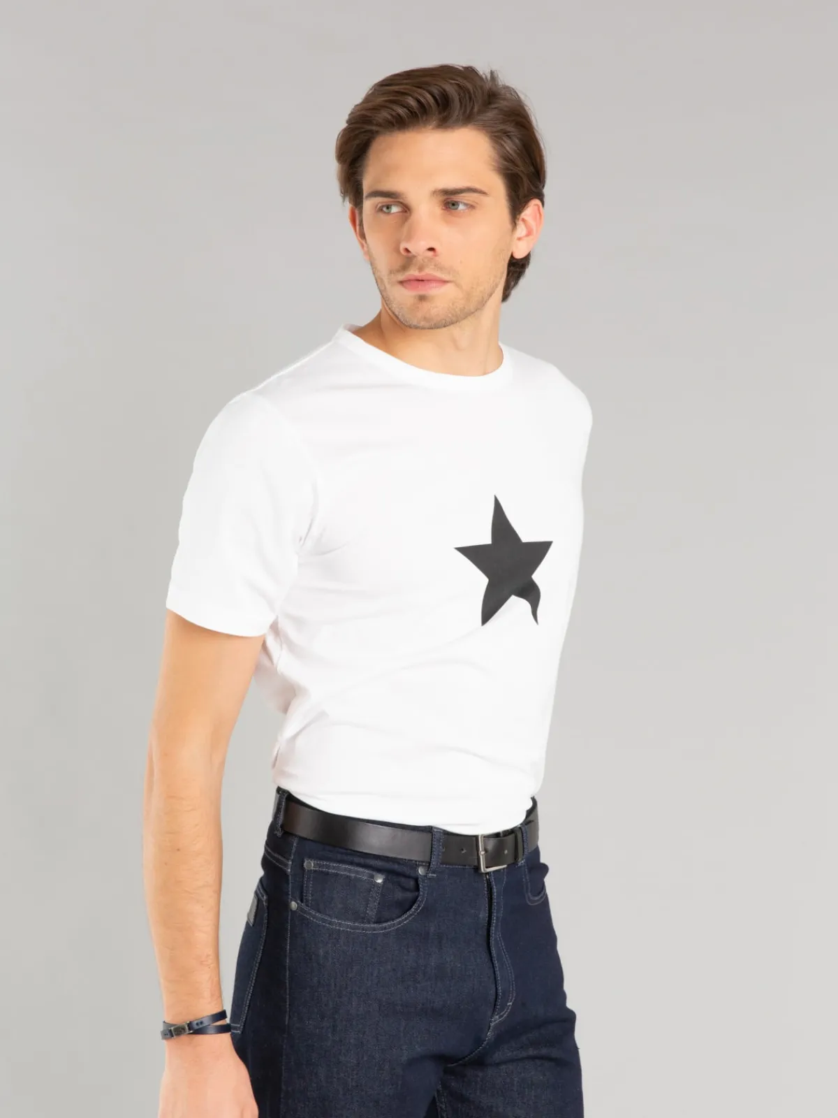 White Cotton Coulos Star T-shirt<agnès b. Shop