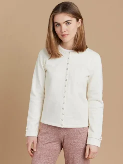 White Cotton Fleece Rosana Snap Cardigan<agnès b. Flash Sale