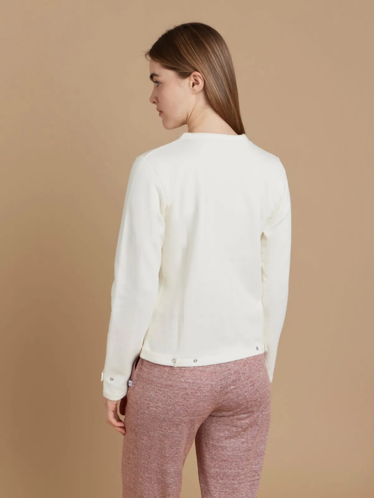 White Cotton Fleece Rosana Snap Cardigan<agnès b. Flash Sale