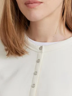 White Cotton Fleece Rosana Snap Cardigan<agnès b. Flash Sale