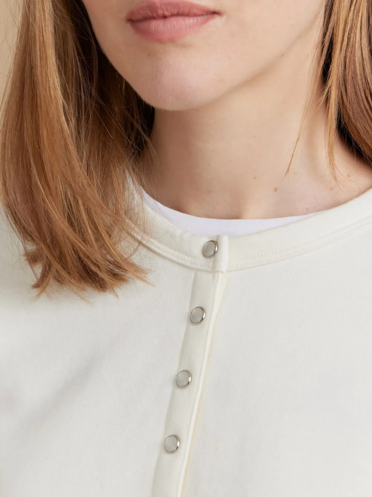 White Cotton Fleece Rosana Snap Cardigan<agnès b. Flash Sale