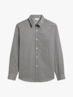White Cotton Geometric Print Thomas Shirt<agnès b. Shop