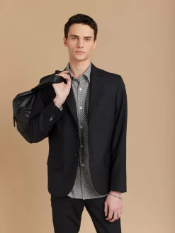 White Cotton Geometric Print Thomas Shirt<agnès b. Shop