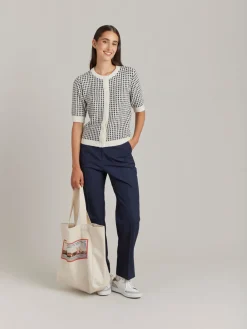 White Cotton Jacquard Poupette Cardigan<agnès b. Shop