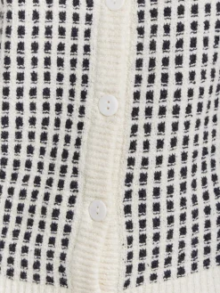 White Cotton Jacquard Poupette Cardigan<agnès b. Shop