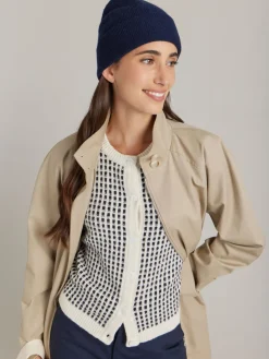 White Cotton Jacquard Poupette Cardigan<agnès b. Shop