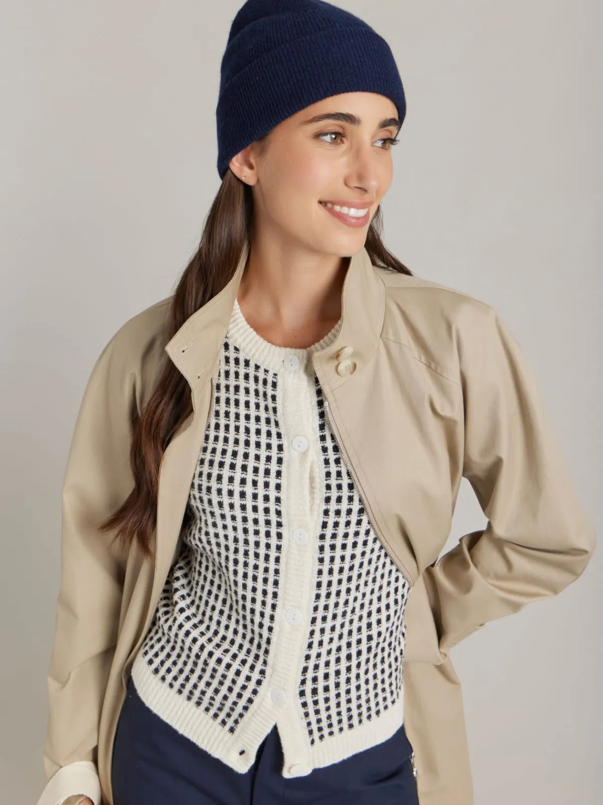 White Cotton Jacquard Poupette Cardigan<agnès b. Shop