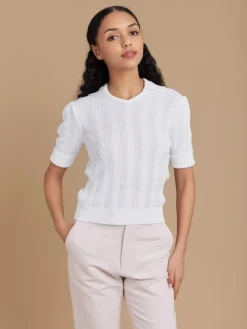White Cotton Justine Sweater<agnès b. Fashion