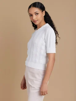 White Cotton Justine Sweater<agnès b. Fashion