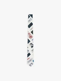 White Cotton Printed Motifs Label Tie<agnès b. Best Sale