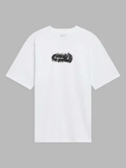 White Cotton Screen-printed Christof T-shirt<agnès b. Shop