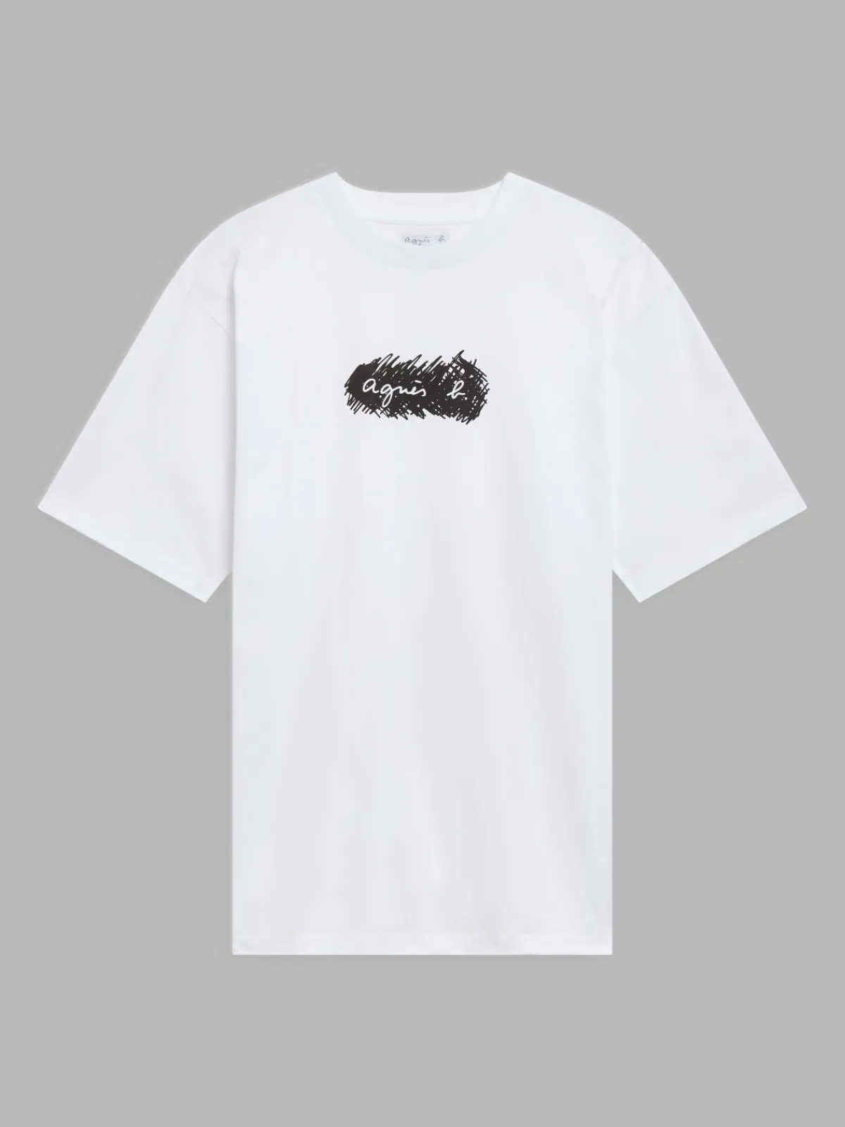 White Cotton Screen-printed Christof T-shirt<agnès b. Shop