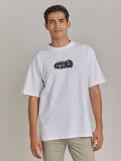 White Cotton Screen-printed Christof T-shirt<agnès b. Shop