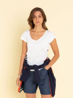 White Cotton Short-sleeve Harpe T-shirt<agnès b. Best