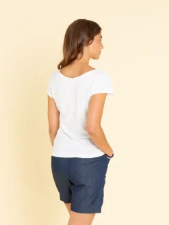White Cotton Short-sleeve Harpe T-shirt<agnès b. Best